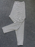 Stripe Footless tights (Black & White)